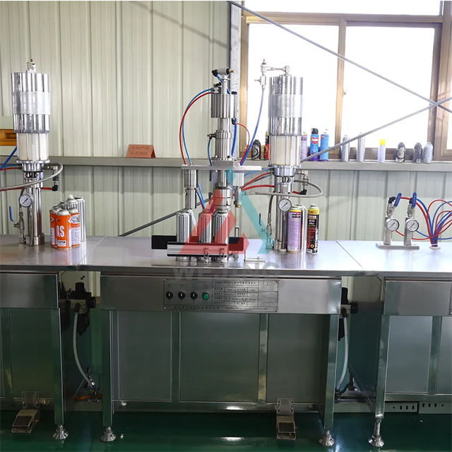 Three in one aerosol filling line