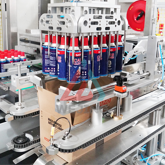 Aerosol bottle case packing 