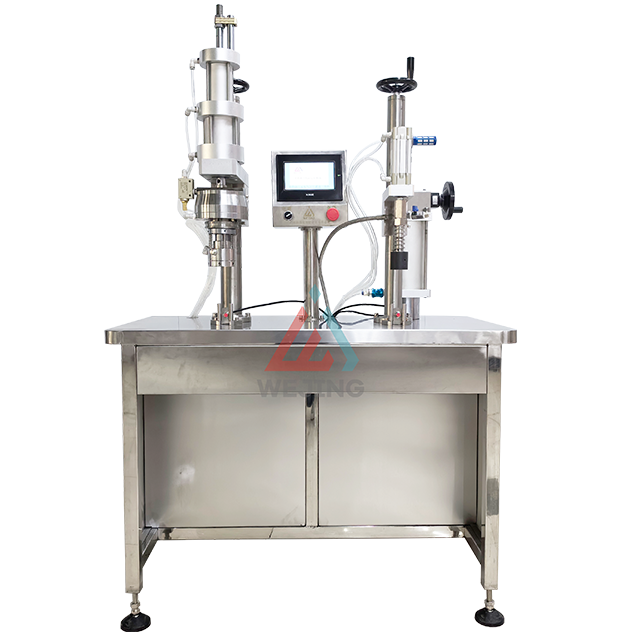 PLC Control Semi Automatic Bag on Valve Filling Machine 