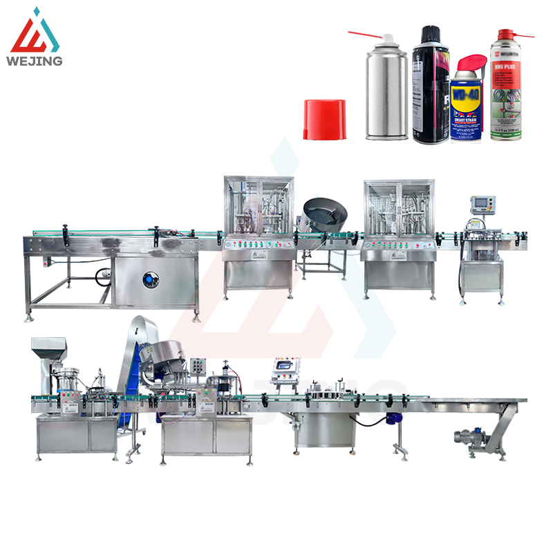 QGJ70 Automatic Lubricating Aerosol Filling Line - High precision ±1% 60-70 cans per minute