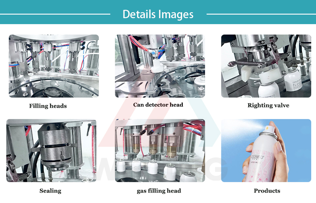 Dtailed images of aerosol filling machine