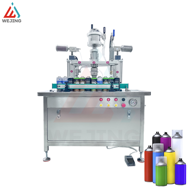 Three in One Semi Automatic Aerosol Filling Machine for Gas Spray Aerosols 