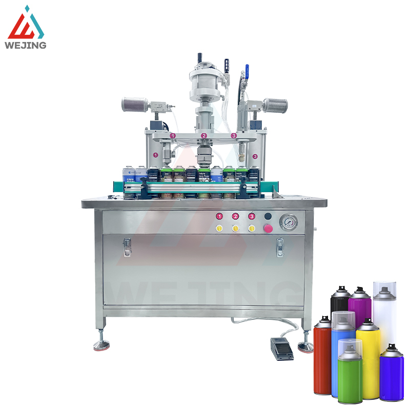 Three in One Semi Automatic Aerosol Filling Machine for Gas Spray Aerosols 