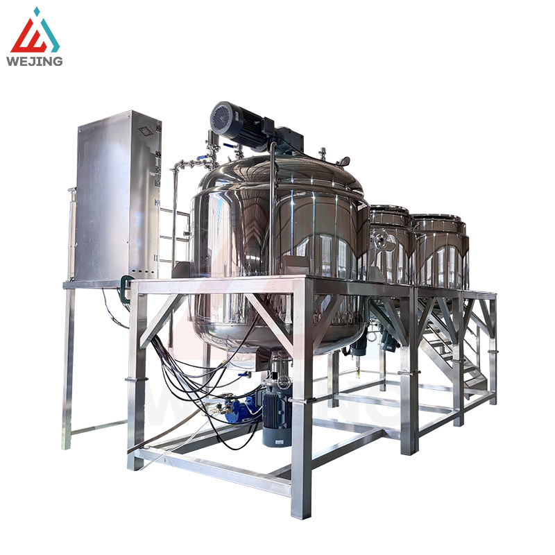 2000L Vacuum Emulsifying Mixing Kettle with Water & Oil Phase Tanks for Cream Lotion Cosmetic Production