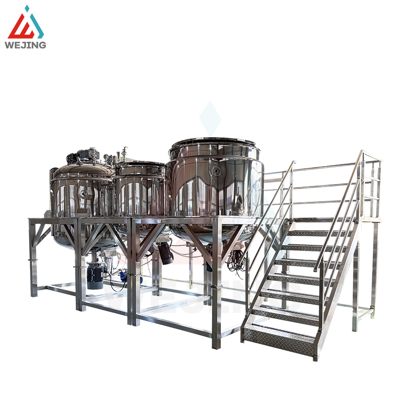 2000L Vacuum Emulsifying Mixing Kettle with Water & Oil Phase Tanks for Cream Lotion Cosmetic Production