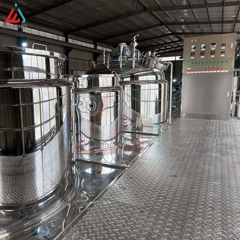 2000L Vacuum Emulsifying Mixing Kettle with Water & Oil Phase Tanks for Cream Lotion Cosmetic Production