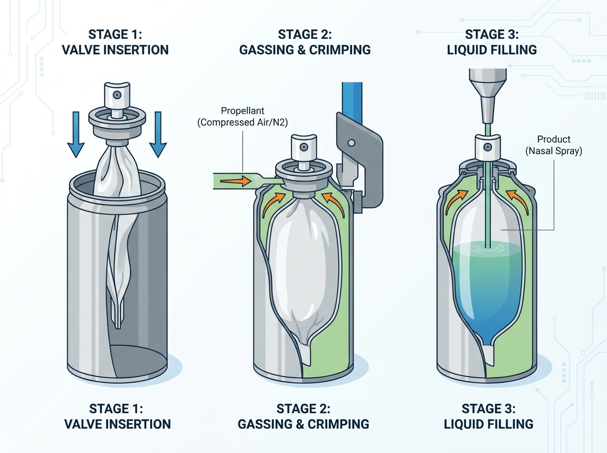 Bag-on-Valve Filling Machine for Nasal Spray
